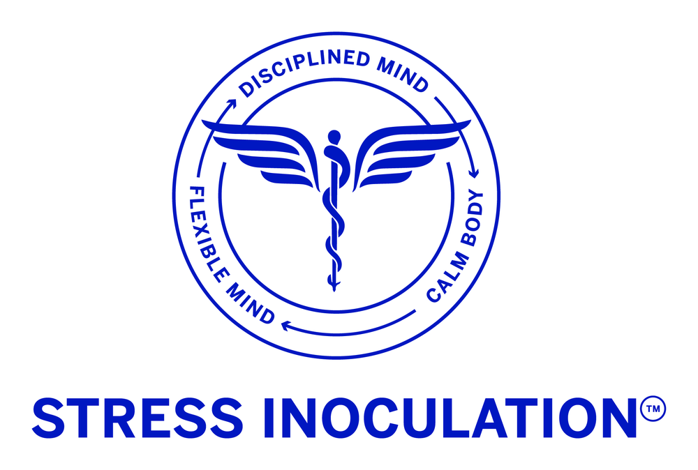Stress Inoculation program emblem: a caduceus encircled by the words Disciplined Mind, Calm Body and Flexible Mind